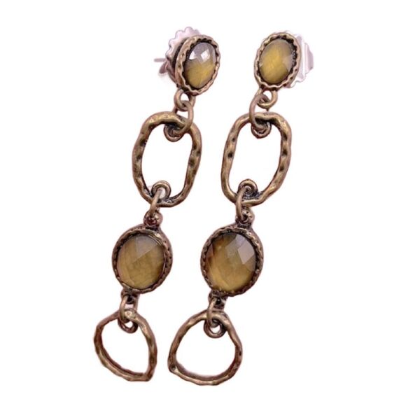 Lia Sophia “Pistachio” Earrings w/Green Oval Gems & Antiqued Goldtone - Picture 9 of 9